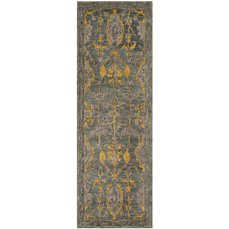 Safavieh Bella 8' X 10' Hand Tufted Wool Rug in Blue Gray and Gold