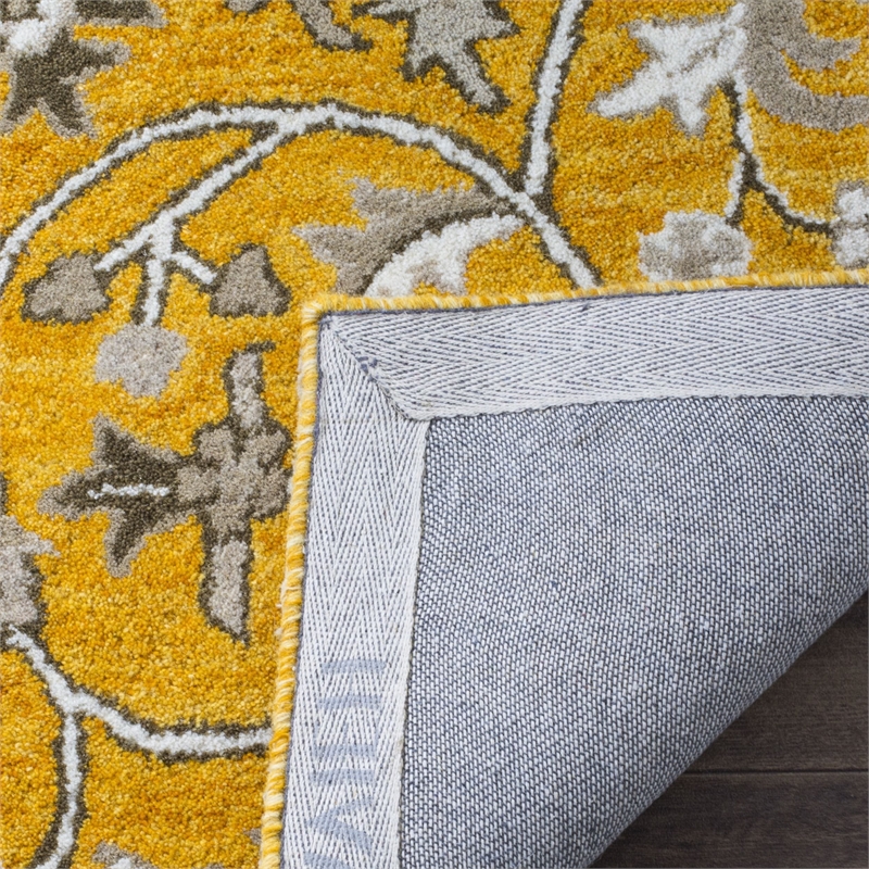 Safavieh Bella 5' Square Hand Tufted Wool Rug in Gold and Taupe