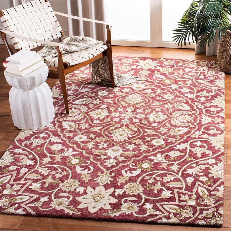 Safavieh Bella 6' X 9' Hand Tufted Wool Pile Rug in Rose and Taupe