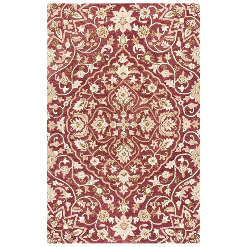 Safavieh Bella 6' X 9' Hand Tufted Wool Pile Rug in Rose and Taupe