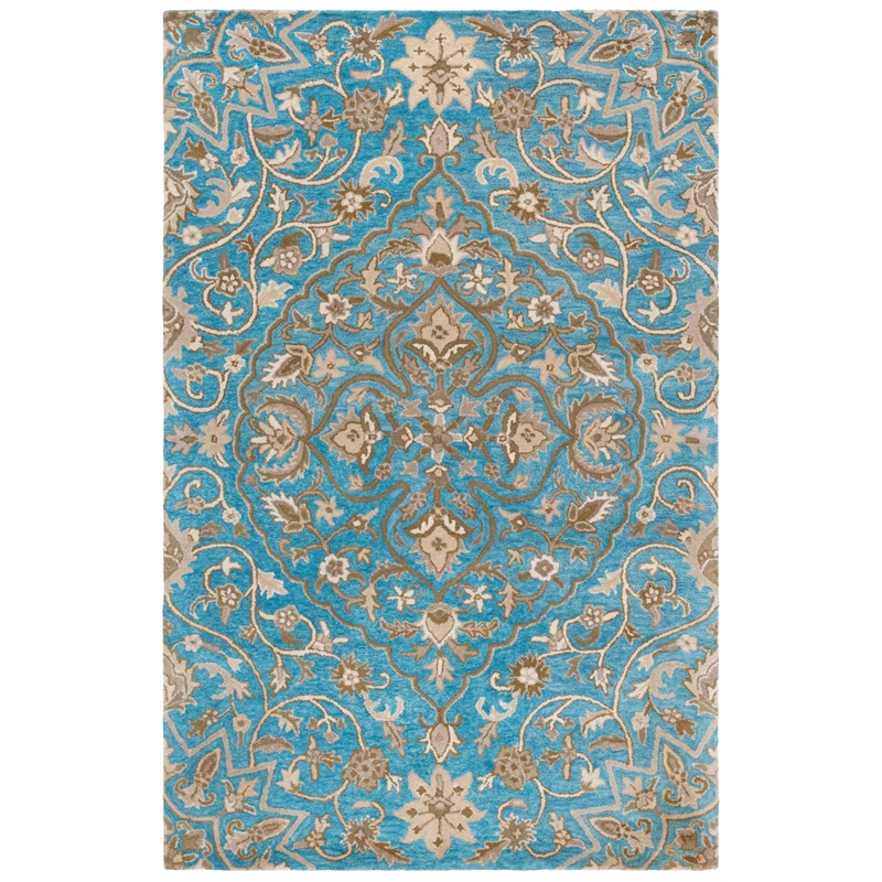 Safavieh Bella 4' X 6' Hand Tufted Wool Pile Rug in Blue and Taupe