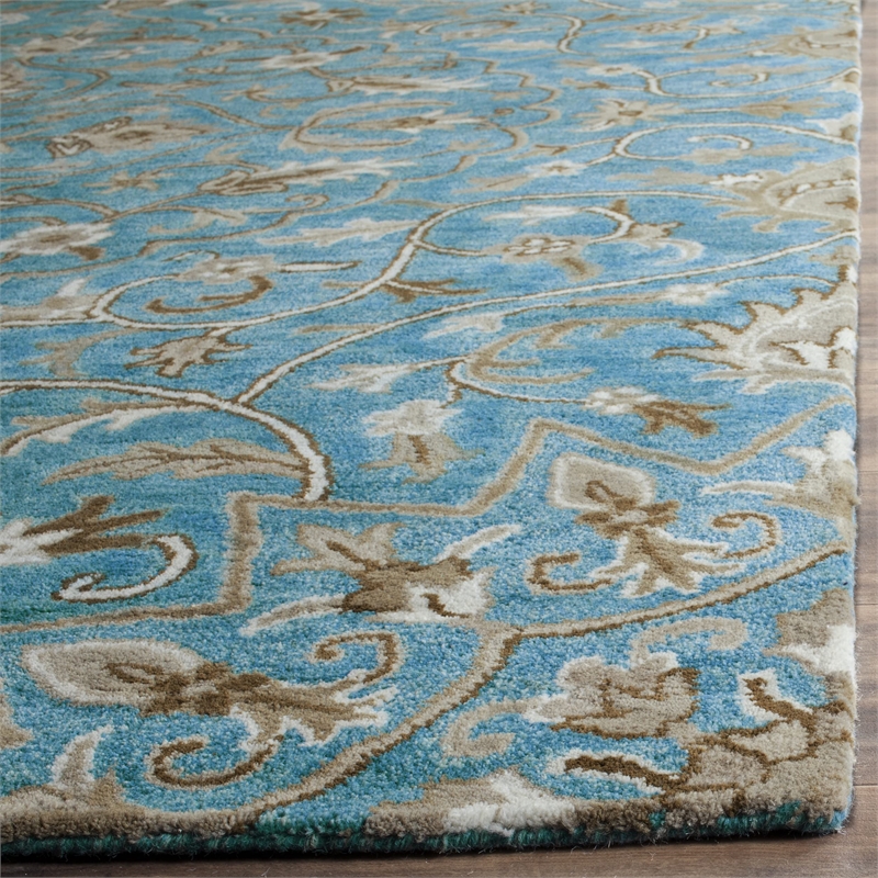 Safavieh Bella 8' X 10' Hand Tufted Wool Pile Rug in Blue and Taupe