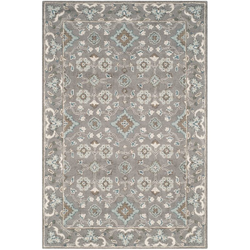 Safavieh Blossom 4' X 6' Hand Hooked Wool Rug in Gray