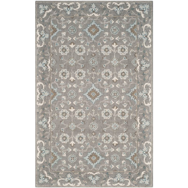 Safavieh Blossom 4' X 6' Hand Hooked Wool Rug in Gray