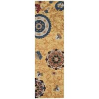 Safavieh Blossom 6' Round Hand Tufted Wool Rug in Blue and Gold