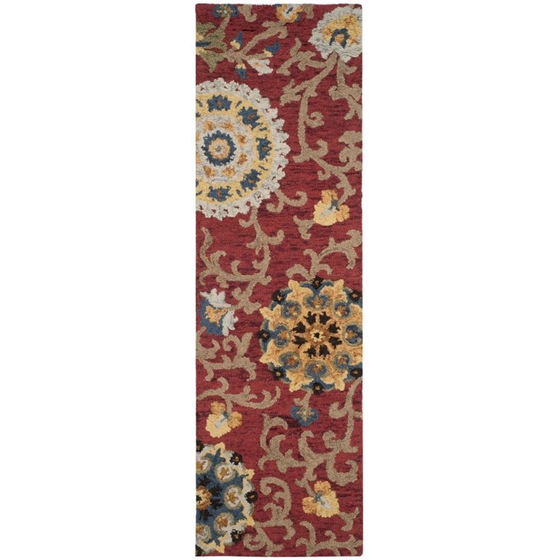 Safavieh Blossom 4' X 6' Hand Hooked Wool Rug in Red
