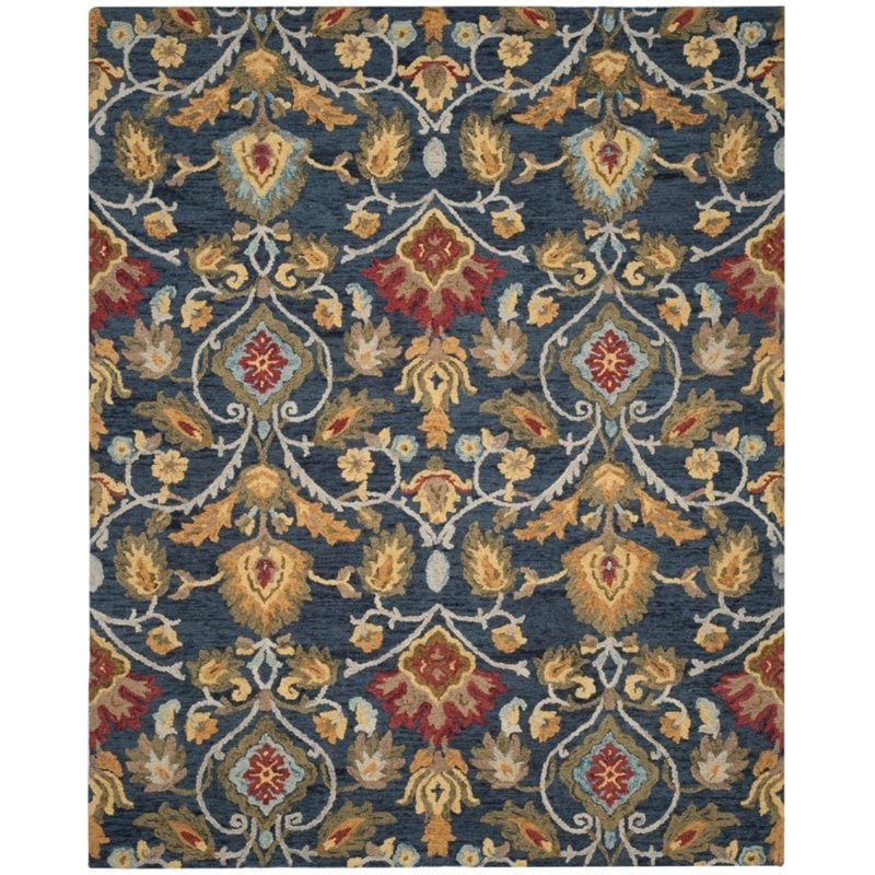 Safavieh Blossom 5' X 8' Hand Hooked Wool Rug in Navy