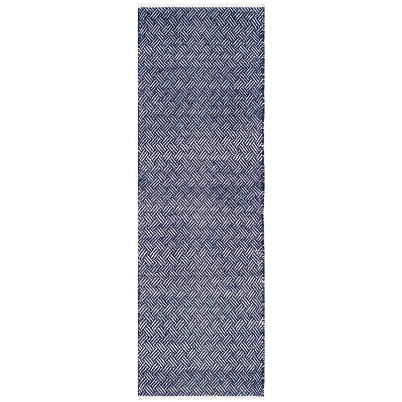 Safavieh Boston 4' Square Hand Woven Cotton Pile Rug in Navy