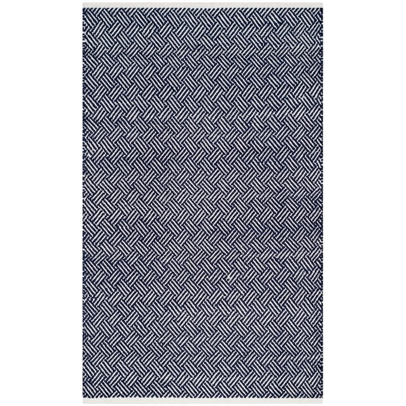 Safavieh Boston 4' Square Hand Woven Cotton Pile Rug in Navy