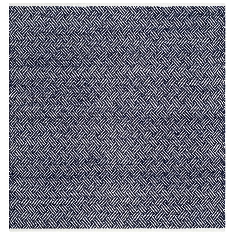 Safavieh Boston 6' Square Hand Woven Cotton Pile Rug in Navy