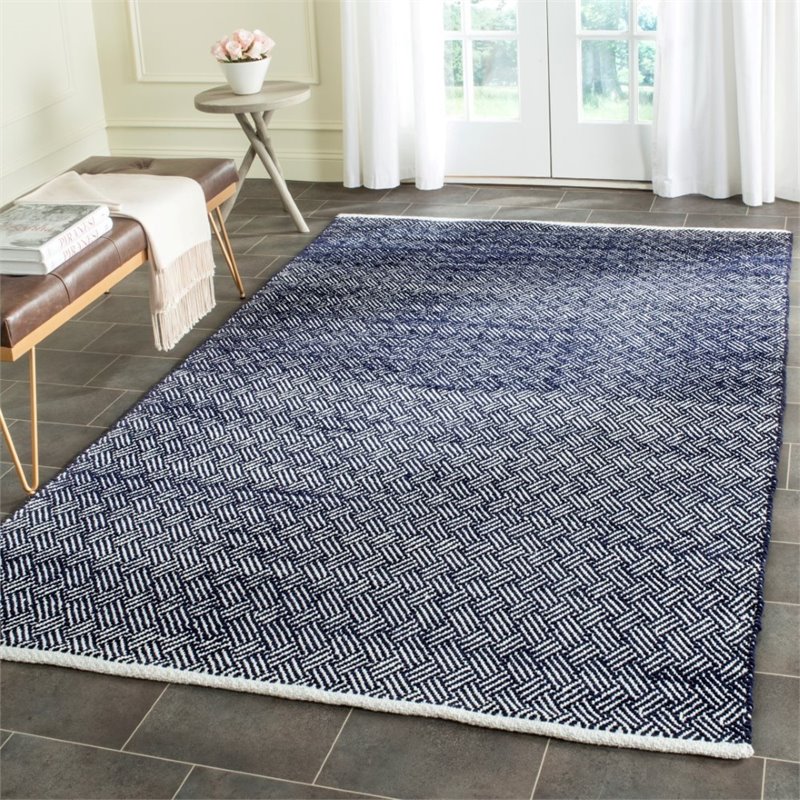 Safavieh Boston 8' X 10' Hand Woven Cotton Pile Rug in Navy