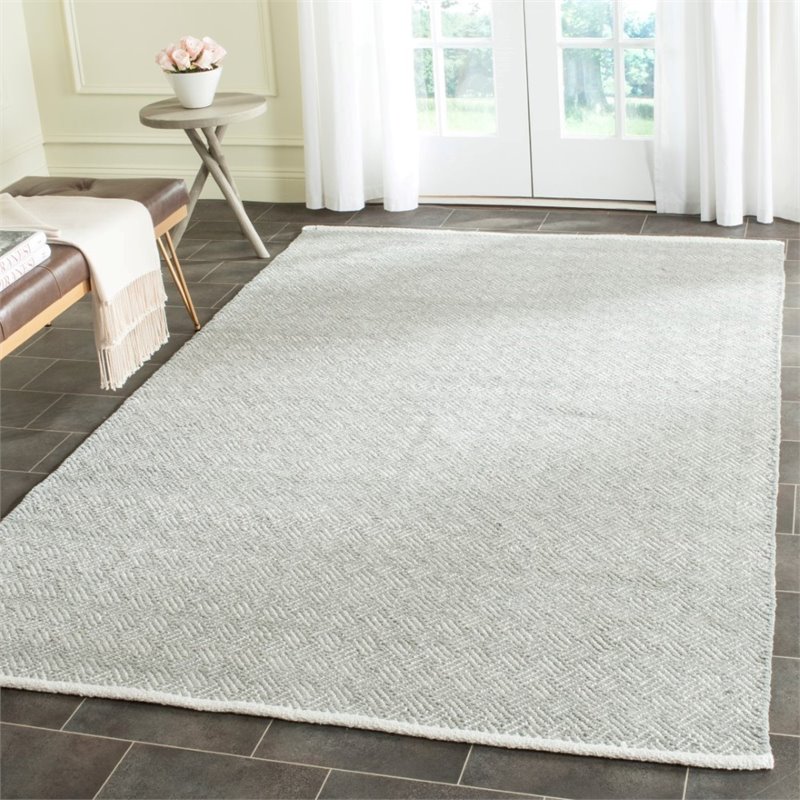 Safavieh Boston 6' Square Hand Woven Cotton Pile Rug in Gray