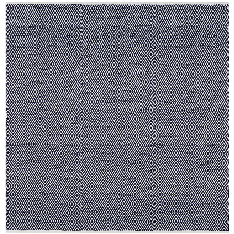 Safavieh Boston 6' Square Hand Woven Cotton Pile Rug in Navy