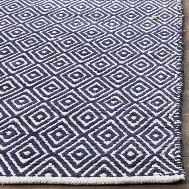 Safavieh Boston 6' Square Hand Woven Cotton Pile Rug in Navy