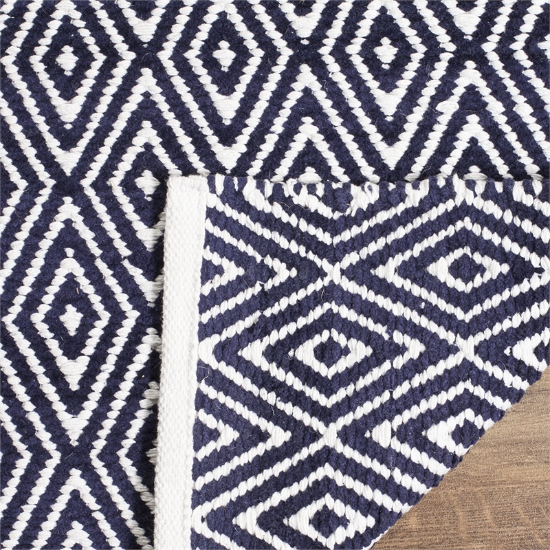 Safavieh Boston 6' Square Hand Woven Cotton Pile Rug in Navy