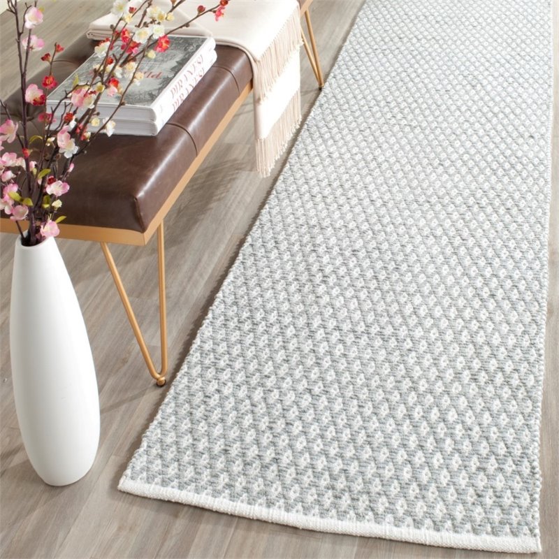 Safavieh Boston 4' Square Hand Woven Cotton Pile Rug in Gray