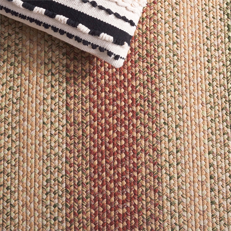 Safavieh Braided 4' Round Hand Woven Polypropylene Rug in Rust