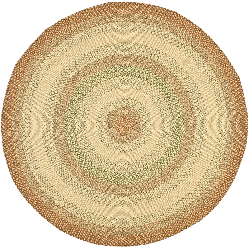 Safavieh Braided 4' Round Hand Woven Polypropylene Rug in Rust