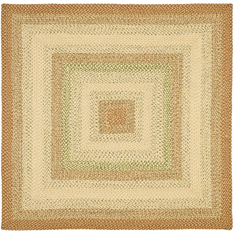 Safavieh Braided 4' Square Hand Woven Polypropylene Rug in Rust