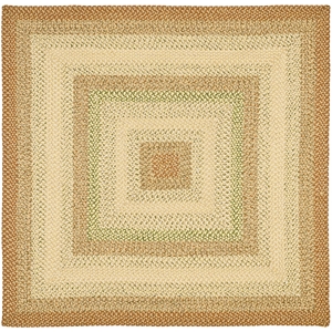 Safavieh Braided 4' Square Hand Woven Polypropylene Rug in Rust