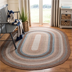 Safavieh Braided 10' X 14' Oval Hand Woven Polypropylene Rug in Brown