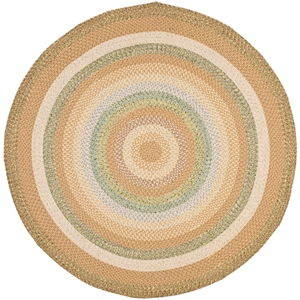 Safavieh Braided 4' Round Hand Woven Polypropylene Rug in Tan