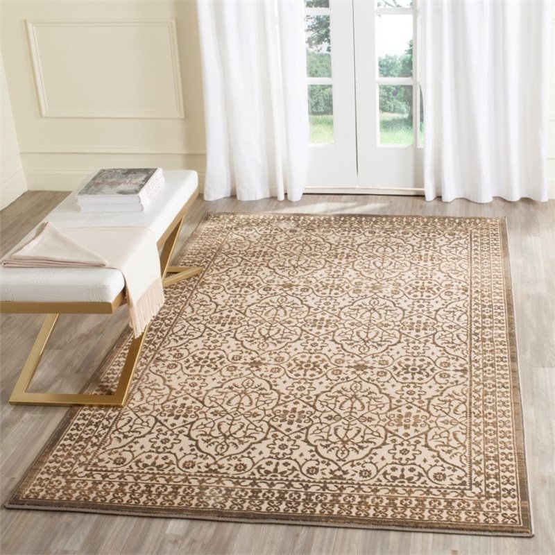 Safavieh Brilliance 4' X 6' Power Loomed Rug in Cream and Bronze