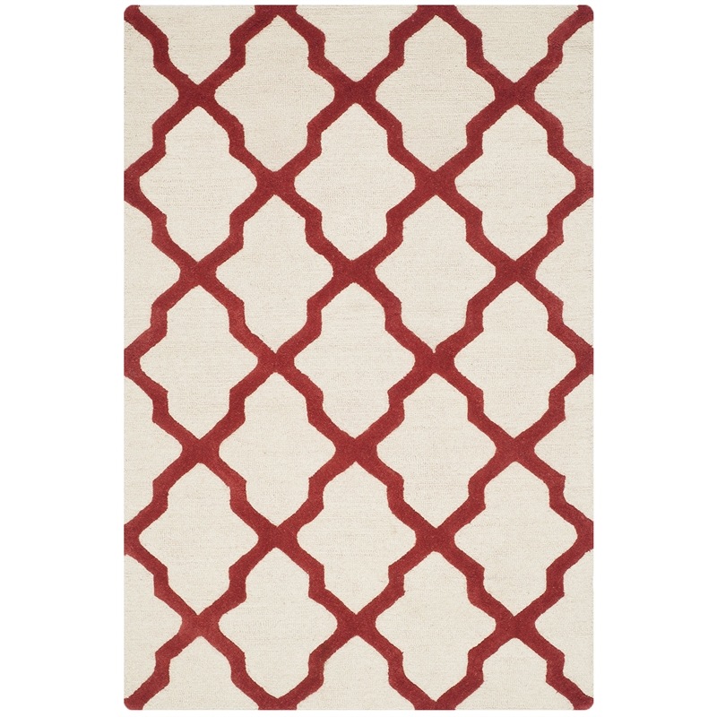 Safavieh Cambridge 4' X 6' Hand Tufted Wool Rug in Ivory and Rust