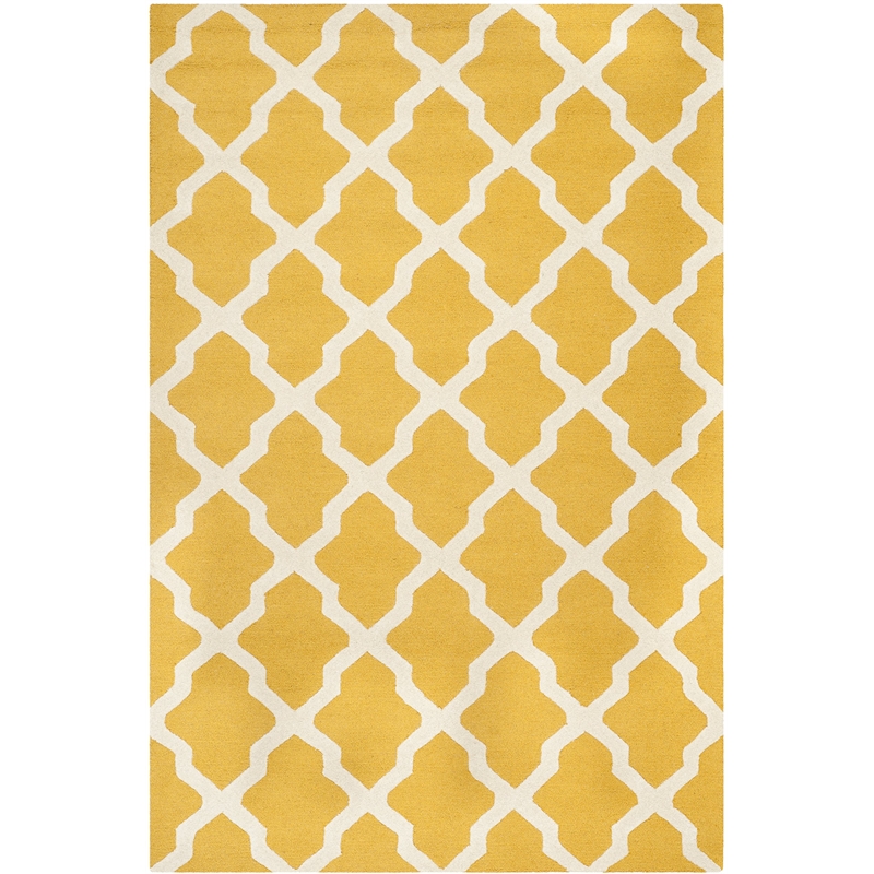 Safavieh Cambridge 6' X 9' Hand Tufted Wool Rug in Gold and Ivory