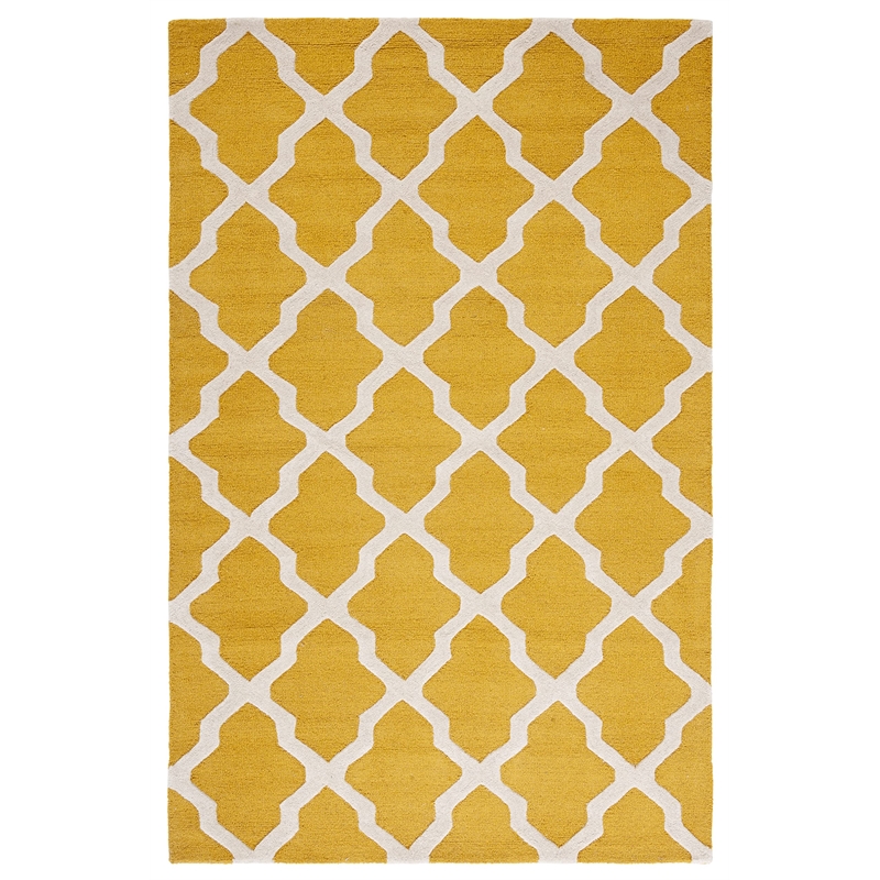 Safavieh Cambridge 9' X 12' Hand Tufted Wool Rug in Gold and Ivory