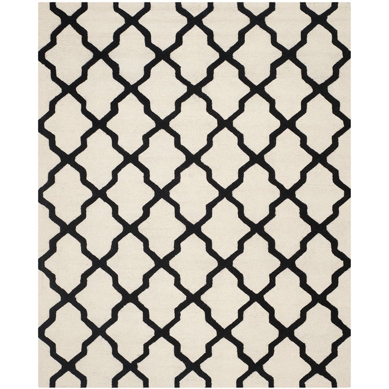 Safavieh Cambridge 9' X 12' Hand Tufted Wool Rug in Ivory and Black
