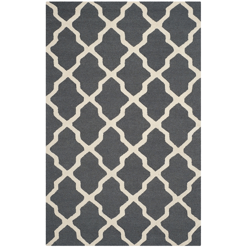 Safavieh Cambridge 5' X 8' Hand Tufted Wool Rug in Dark Gray and Ivory
