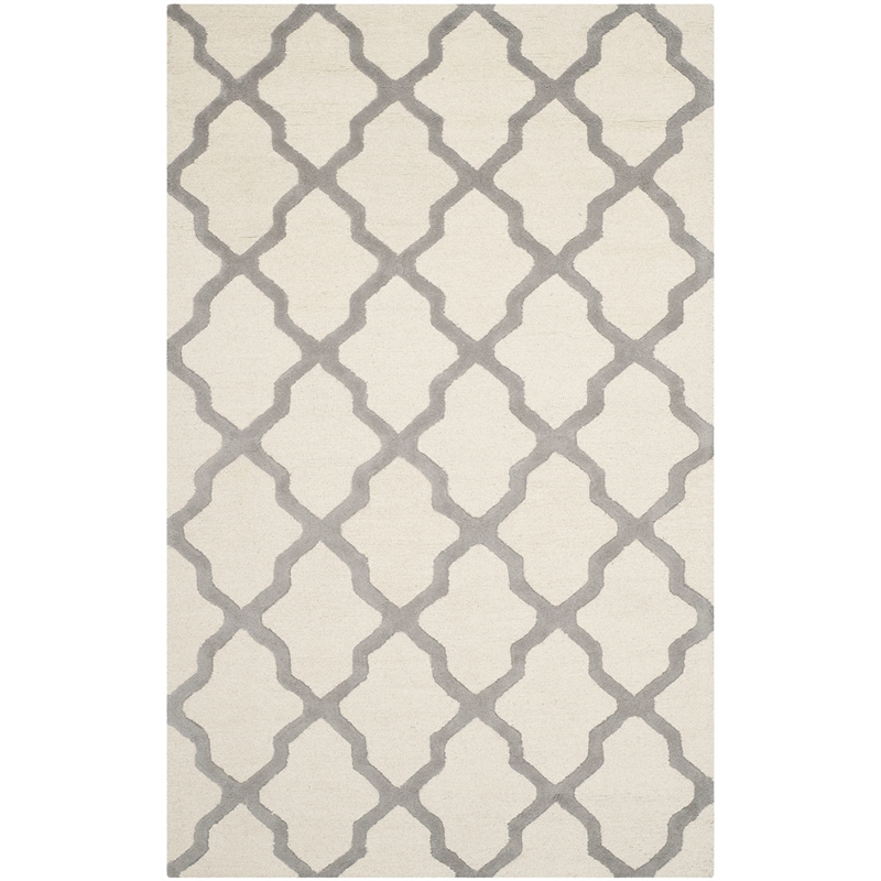 Safavieh Cambridge 5' X 8' Hand Tufted Wool Rug in Ivory and Silver