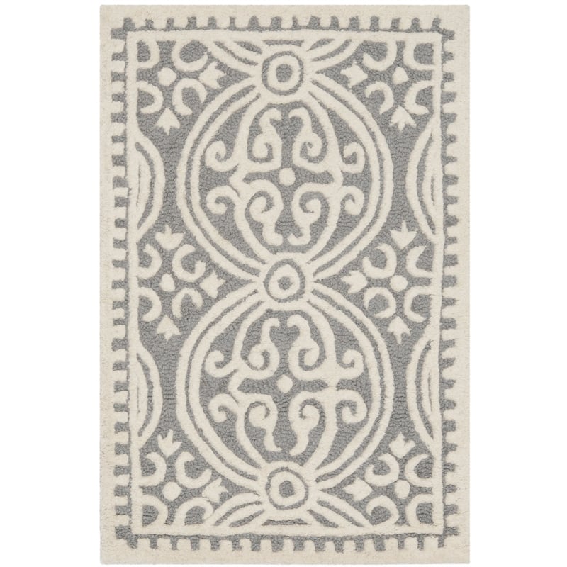 Safavieh Cambridge 2' X 3' Hand Tufted Wool Rug in Silver and Ivory
