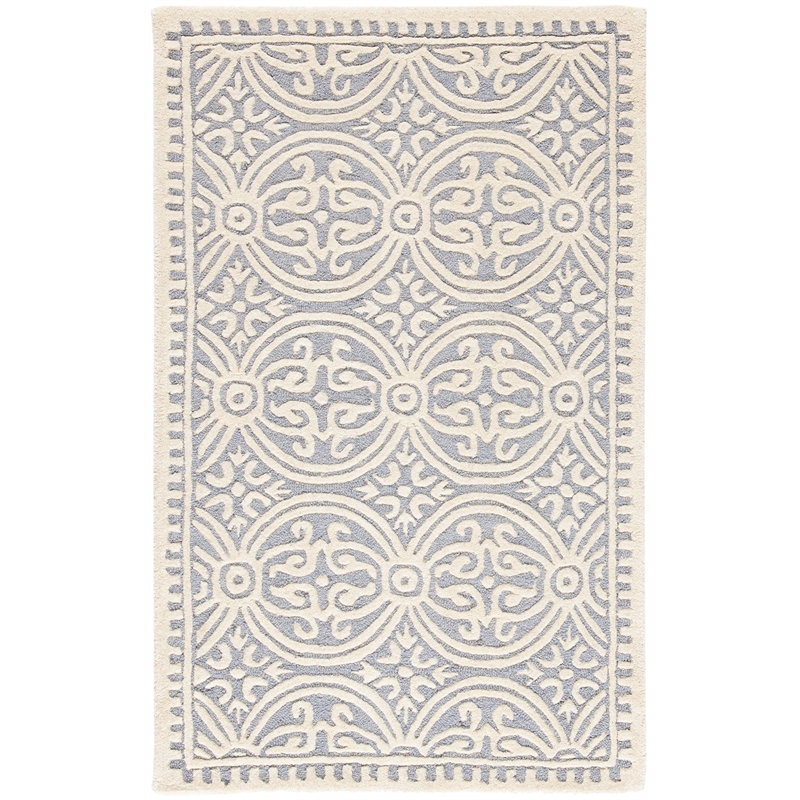 Safavieh Cambridge 3' X 5' Hand Tufted Wool Rug in Silver and Ivory