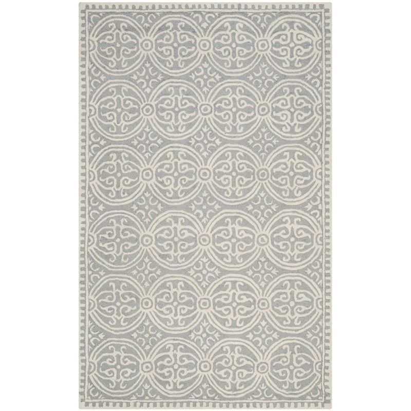Safavieh Cambridge 4' X 6' Hand Tufted Wool Rug in Silver and Ivory