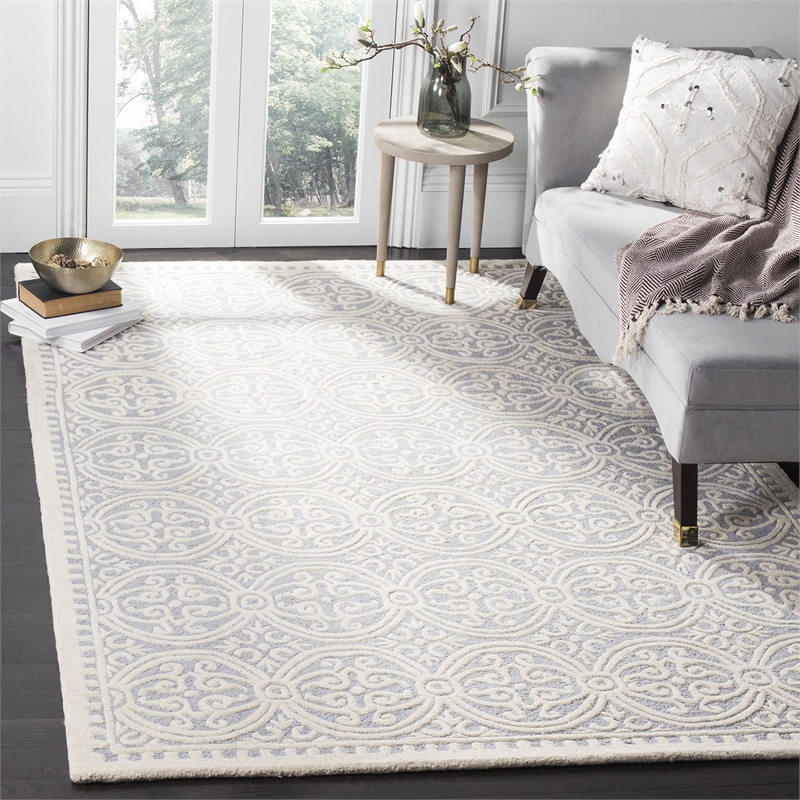 Safavieh Cambridge 5' X 8' Hand Tufted Wool Rug in Silver and Ivory
