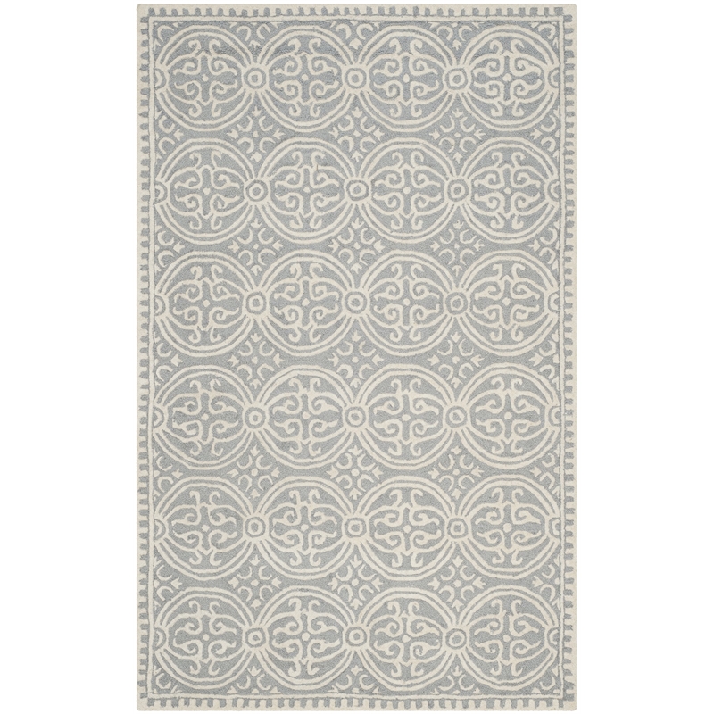 Safavieh Cambridge 5' X 8' Hand Tufted Wool Rug in Silver and Ivory