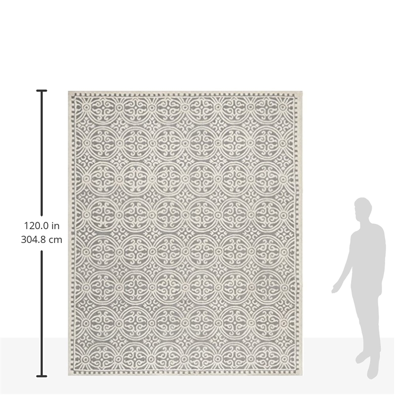 Safavieh Cambridge 8' X 10' Hand Tufted Wool Rug in Silver and Ivory
