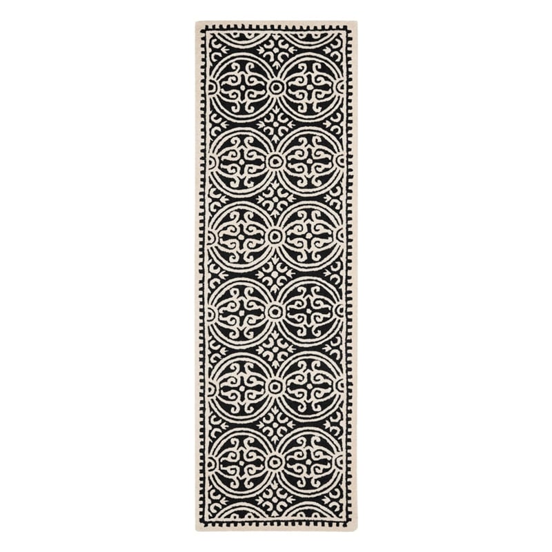 Safavieh Cambridge 11' X 15' Hand Tufted Wool Rug in Black and Ivory