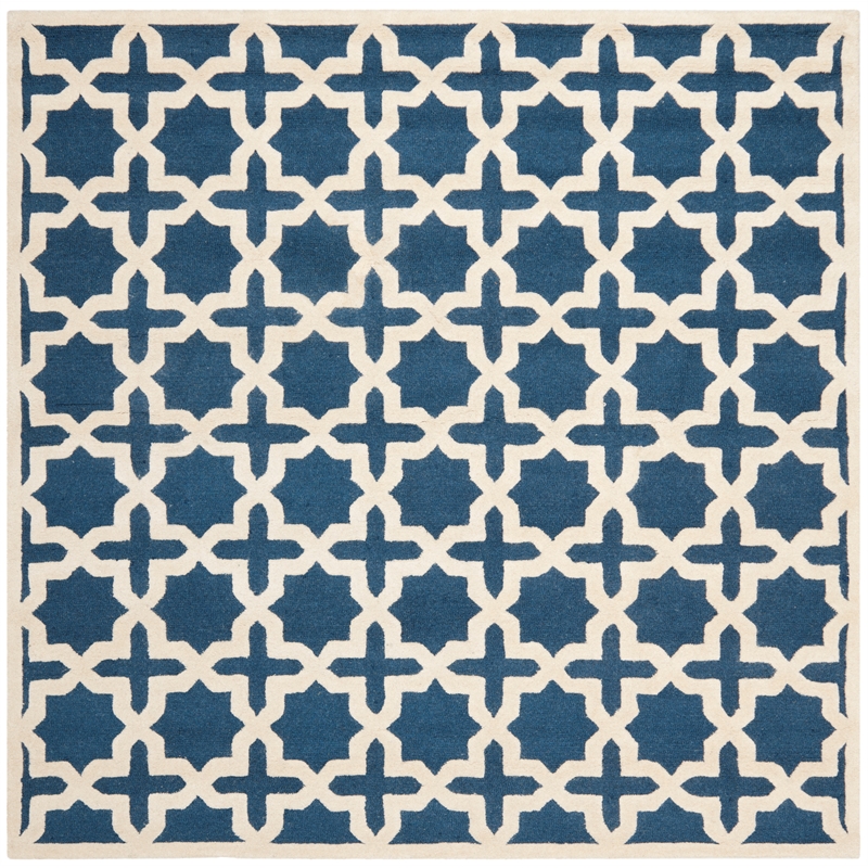 Safavieh Cambridge 8' X 8' Square Wool Hand Tufted Rug in Navy / Ivory
