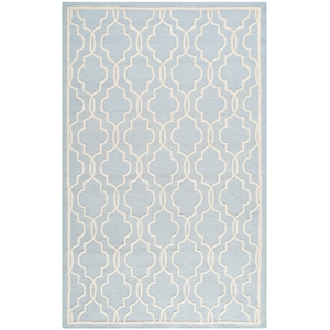 Safavieh Cambridge 2'-0&quot x 3'-0&quot Wool Hand Tufted Rug in Light Blue / Ivory