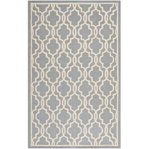 Safavieh Cambridge 5'-0&quot x 8'-0&quot Wool Hand Tufted Rug in Silver / Ivory