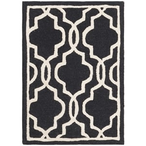 Safavieh Cambridge 2' X 3' Hand Tufted Wool Rug in Black and Ivory
