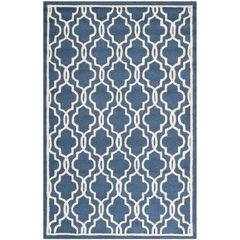 Safavieh Cambridge 5' X 8' Hand Tufted Wool Rug in Navy and Ivory