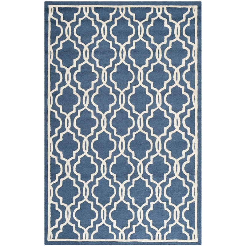Safavieh Cambridge 6' X 9' Hand Tufted Wool Rug in Navy and Ivory