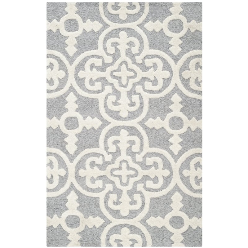 Safavieh Cambridge 2' X 3' Hand Tufted Wool Rug in Silver and Ivory