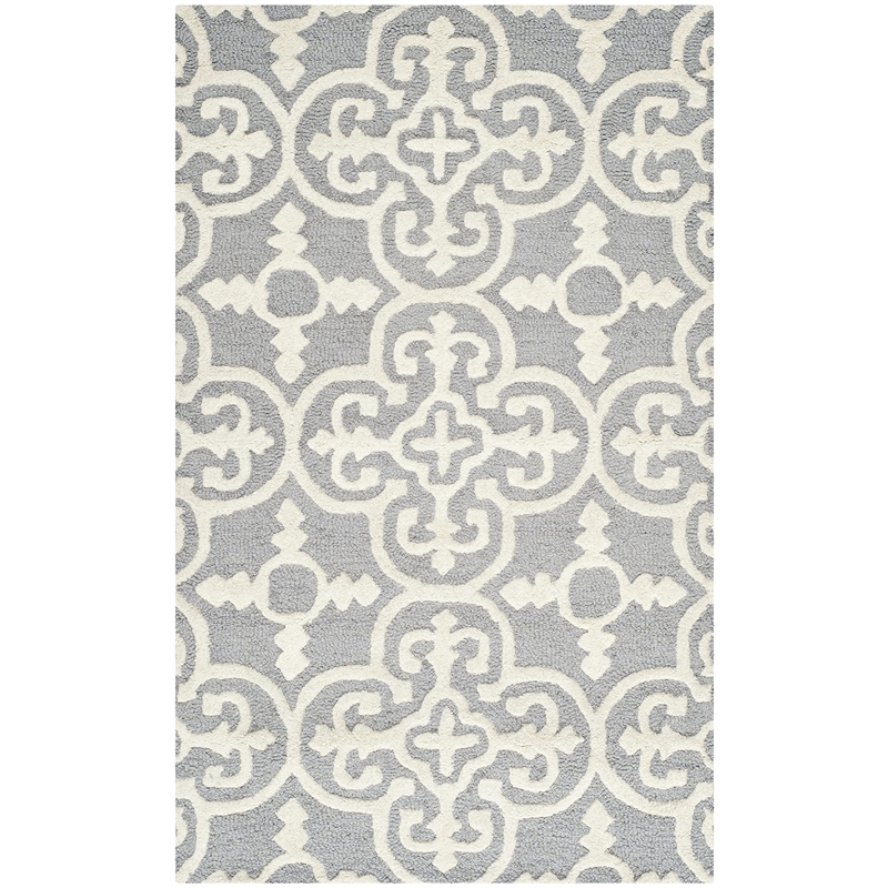 Safavieh Cambridge 3' X 5' Hand Tufted Wool Rug in Silver and Ivory