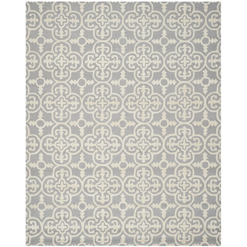 Safavieh Cambridge 9' X 12' Hand Tufted Wool Rug in Silver and Ivory