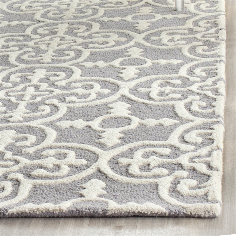 Safavieh Cambridge 9' X 12' Hand Tufted Wool Rug in Silver and Ivory